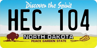 ND license plate HEC104
