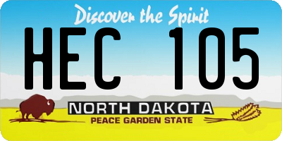 ND license plate HEC105