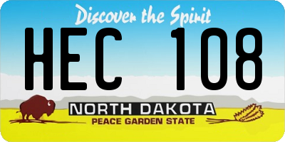 ND license plate HEC108