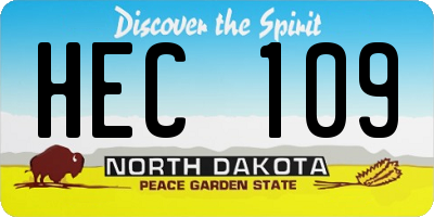 ND license plate HEC109