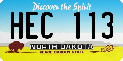ND license plate HEC113