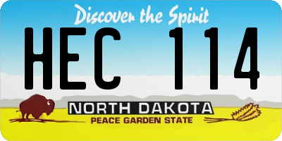 ND license plate HEC114