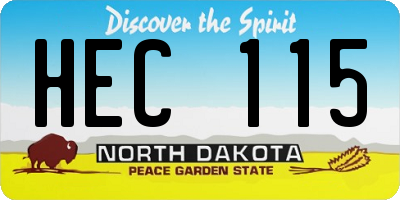 ND license plate HEC115