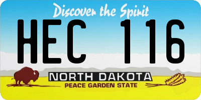 ND license plate HEC116