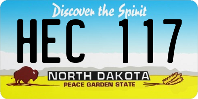 ND license plate HEC117