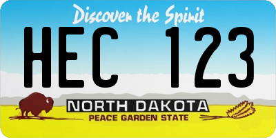 ND license plate HEC123