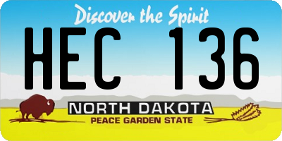 ND license plate HEC136