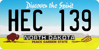 ND license plate HEC139