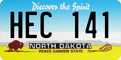 ND license plate HEC141