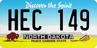 ND license plate HEC149