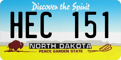 ND license plate HEC151