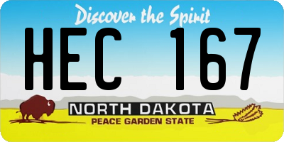 ND license plate HEC167
