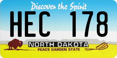 ND license plate HEC178