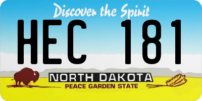 ND license plate HEC181