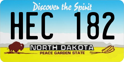 ND license plate HEC182