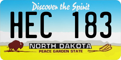 ND license plate HEC183
