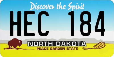 ND license plate HEC184