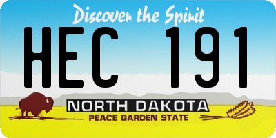 ND license plate HEC191