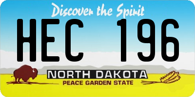 ND license plate HEC196