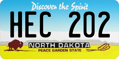 ND license plate HEC202