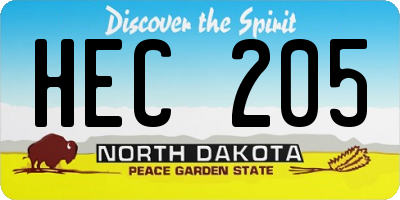 ND license plate HEC205