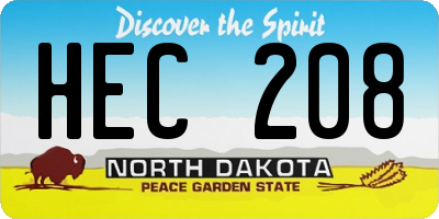 ND license plate HEC208