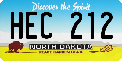 ND license plate HEC212