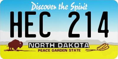 ND license plate HEC214