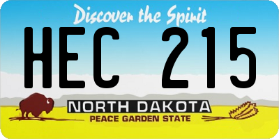 ND license plate HEC215
