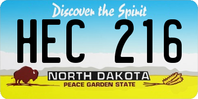 ND license plate HEC216