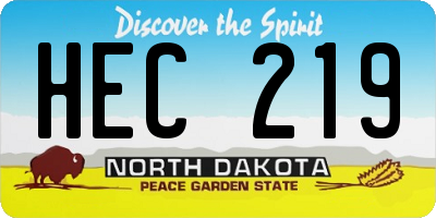 ND license plate HEC219