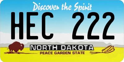 ND license plate HEC222