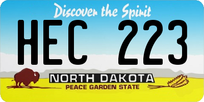 ND license plate HEC223