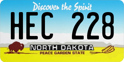 ND license plate HEC228