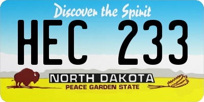 ND license plate HEC233