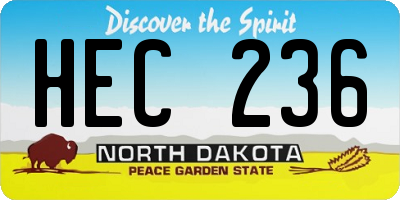 ND license plate HEC236