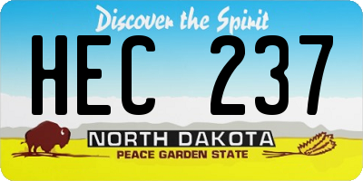 ND license plate HEC237