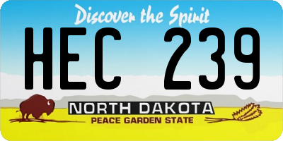 ND license plate HEC239