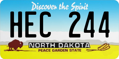 ND license plate HEC244