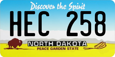 ND license plate HEC258