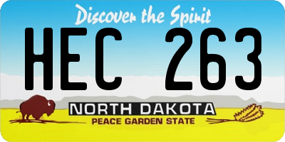 ND license plate HEC263