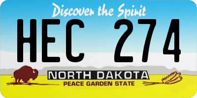 ND license plate HEC274