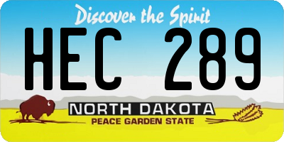 ND license plate HEC289