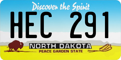 ND license plate HEC291