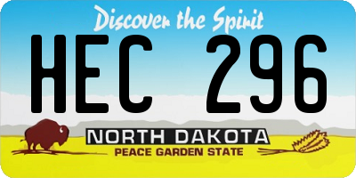 ND license plate HEC296