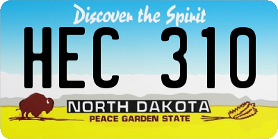ND license plate HEC310