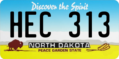ND license plate HEC313