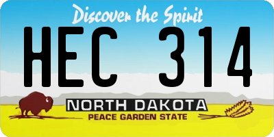 ND license plate HEC314