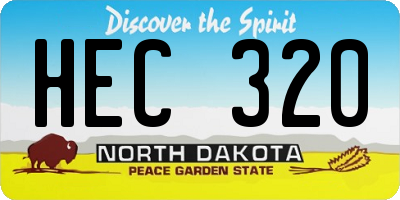 ND license plate HEC320