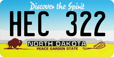 ND license plate HEC322